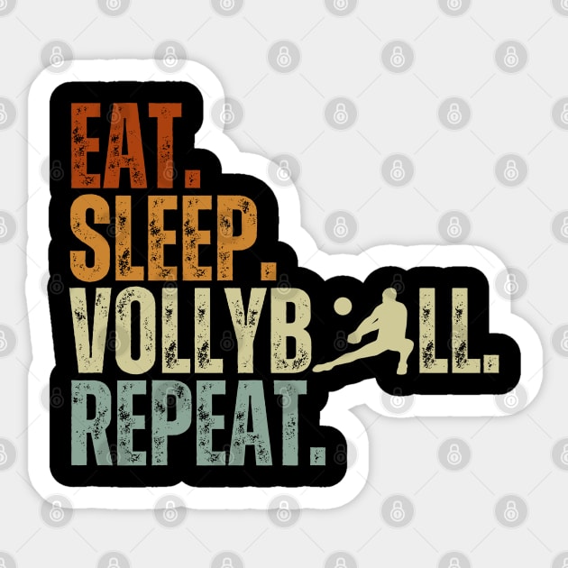 Eat Sleep Volleyball Repeat Funny Volleyball Players Boys Sticker by Just Me Store